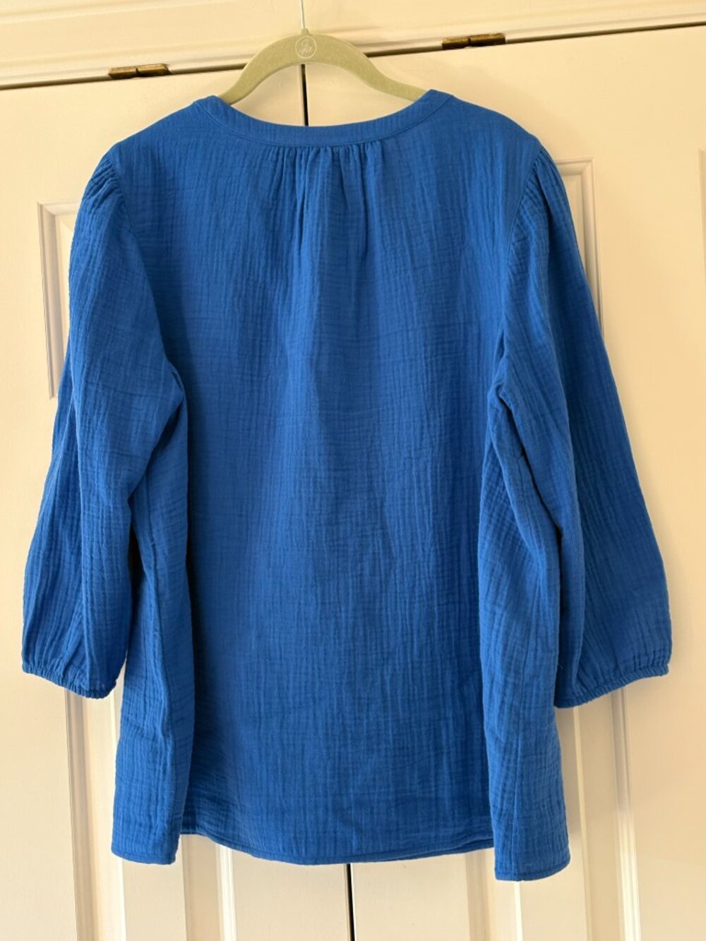 J. Jill Gauze Amalfi Coast Blue Popover Sz M - Picture 2 of 5
